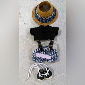Labubu blue 4 piece outfit. Jumper, tee shoes and stray hat